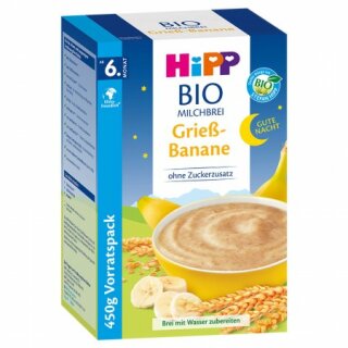 HiPP Bio Gute-Nacht-Milchbrei Grie&szlig;-Banane 450g