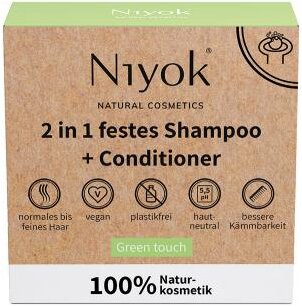 Niyok 2 in1 Festes Shampoo &amp; Conditioner Green Touch 80g